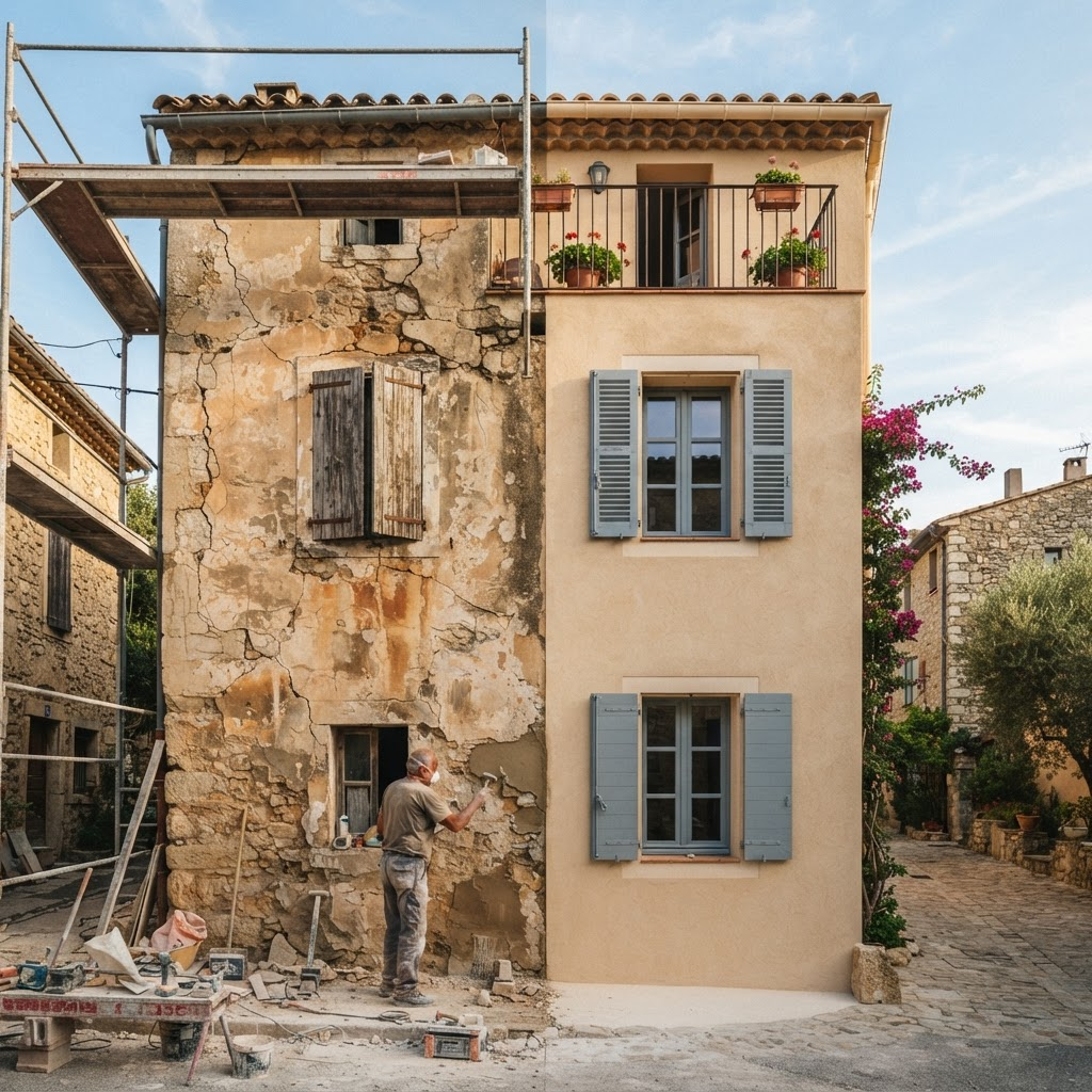 Ravalement de façade avant / après